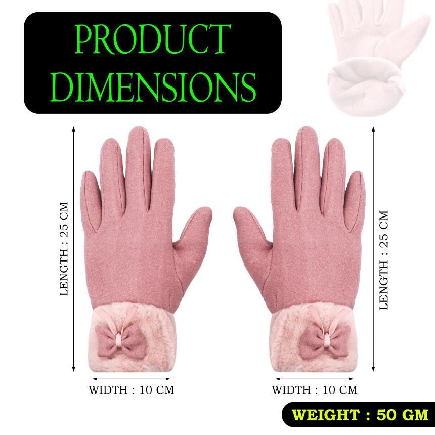 Women's Winter Warm Gloves with Cute Bow & Touched Screen