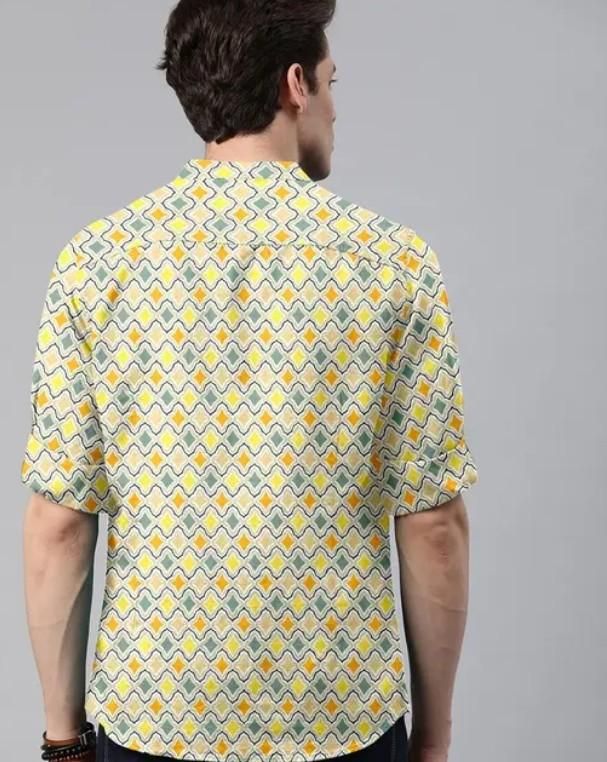 Men's Printed Spread Collar Casual Shirt Multicolor
