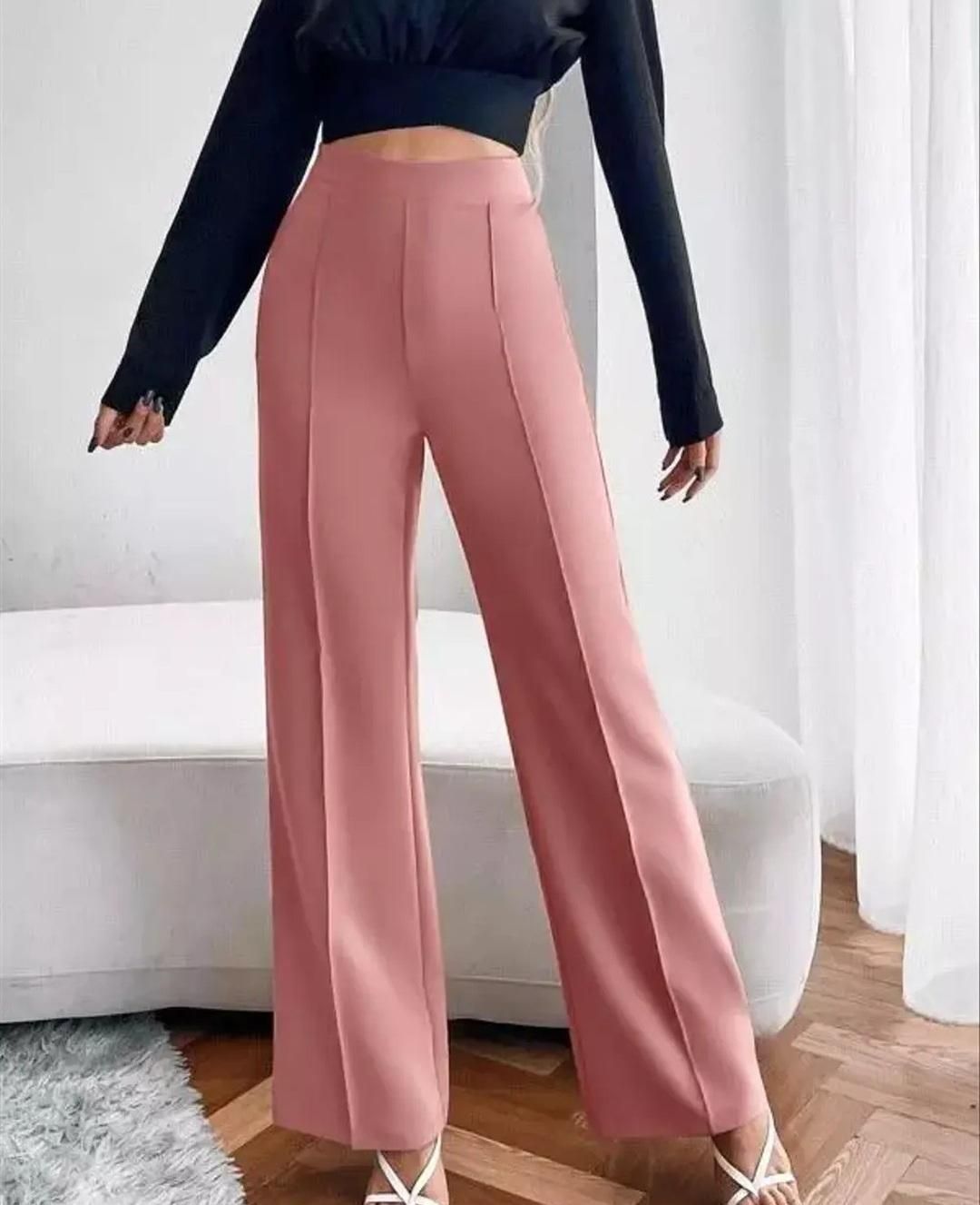 Women's Nontransparent Fabric Classic-Stylish Pant Pink