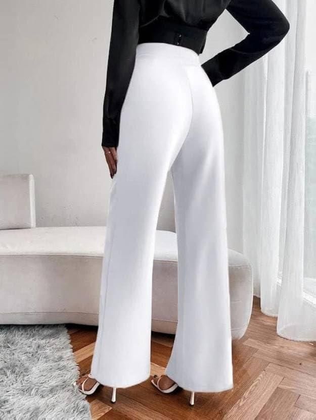 Women's Nontransparent Fabric Classic-Stylish Pant White