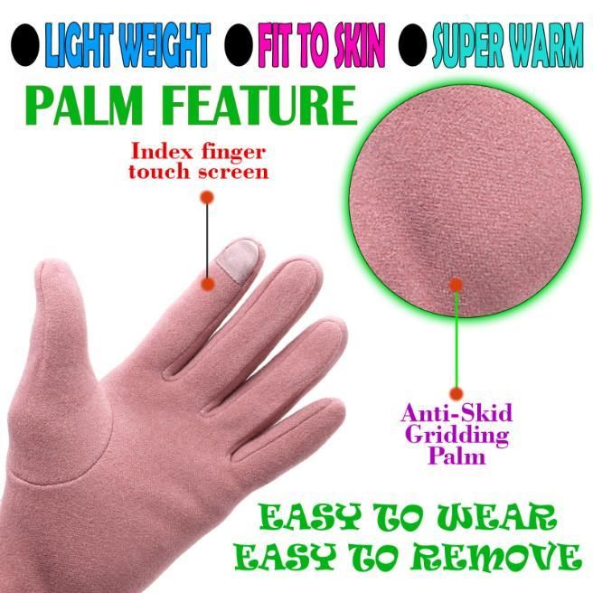 Women's Winter Warm Gloves with Cute Bow & Touched Screen